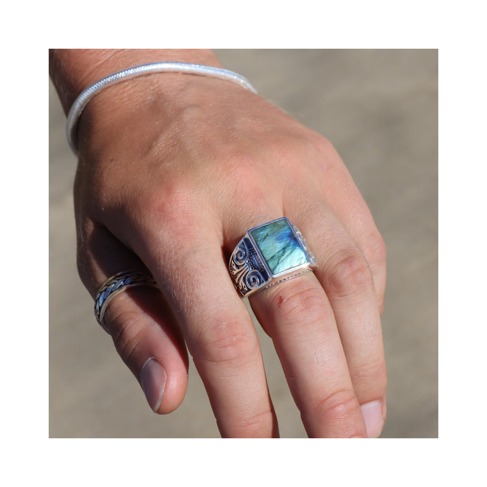 bague homme argent pierre labradorite