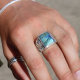 labradorite bague homme