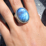 grosse bague argent labradorite