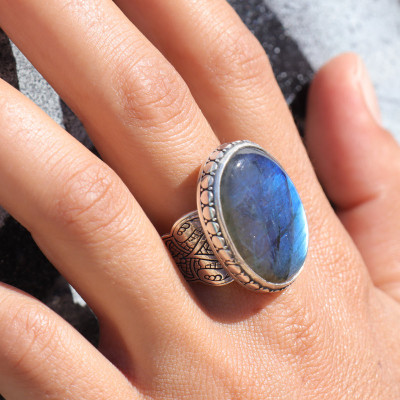 labradorite bague argent