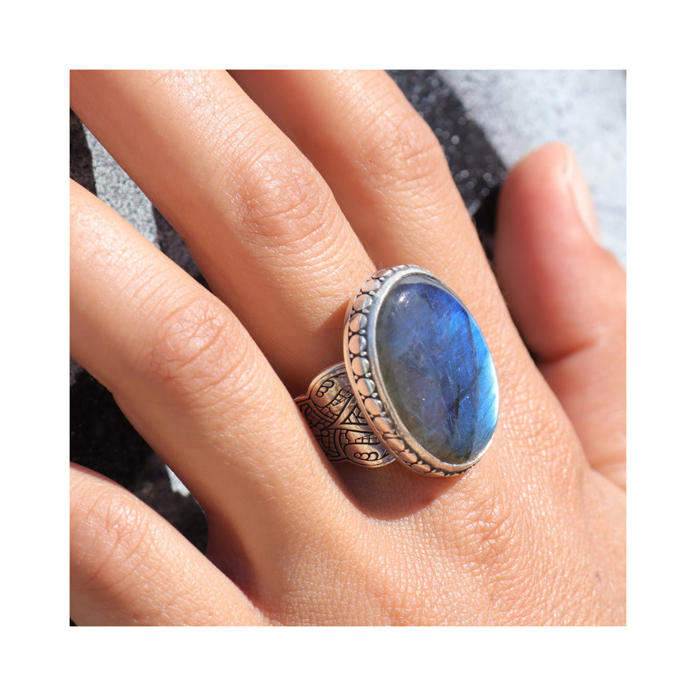 labradorite bague argent