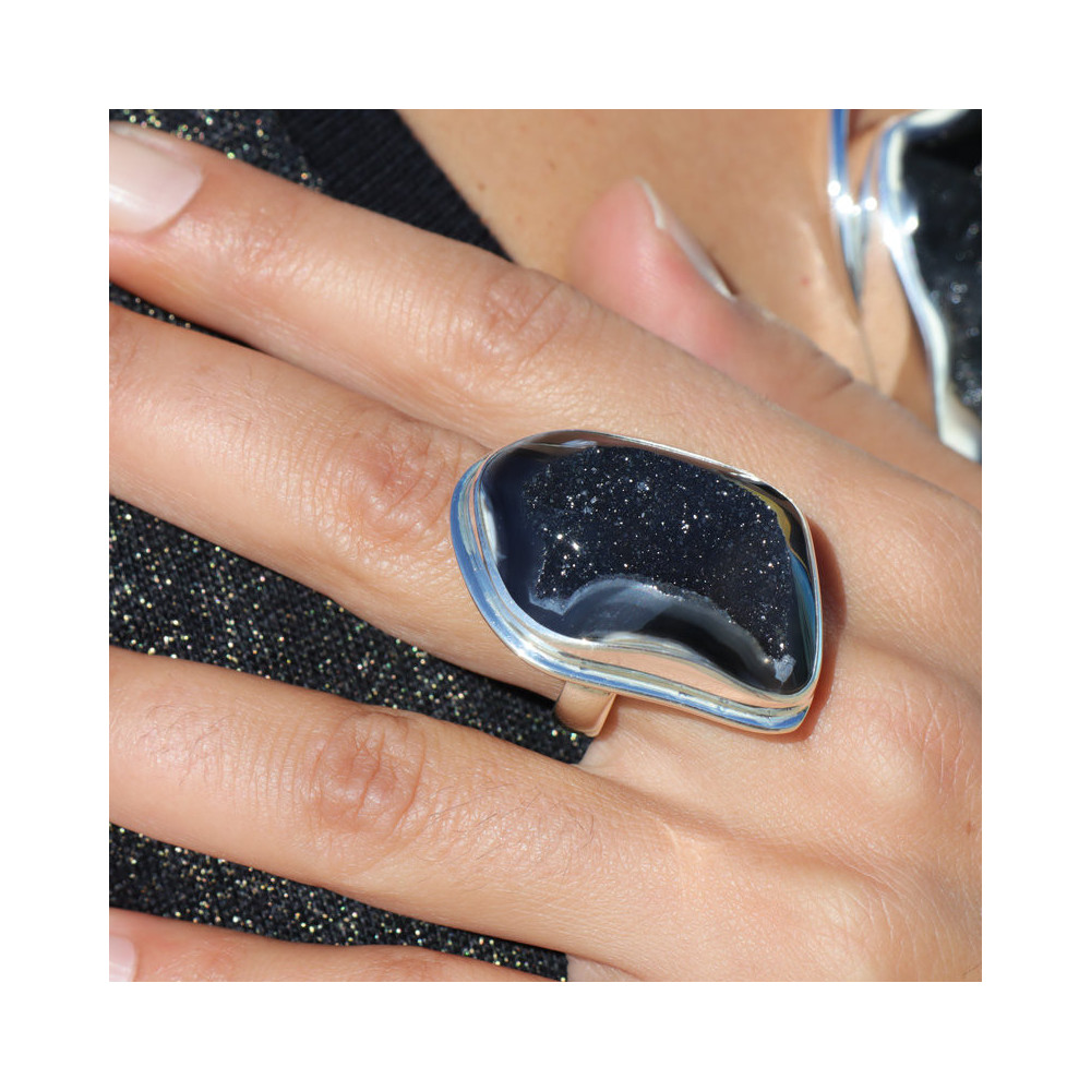 bague argent corail noir femme