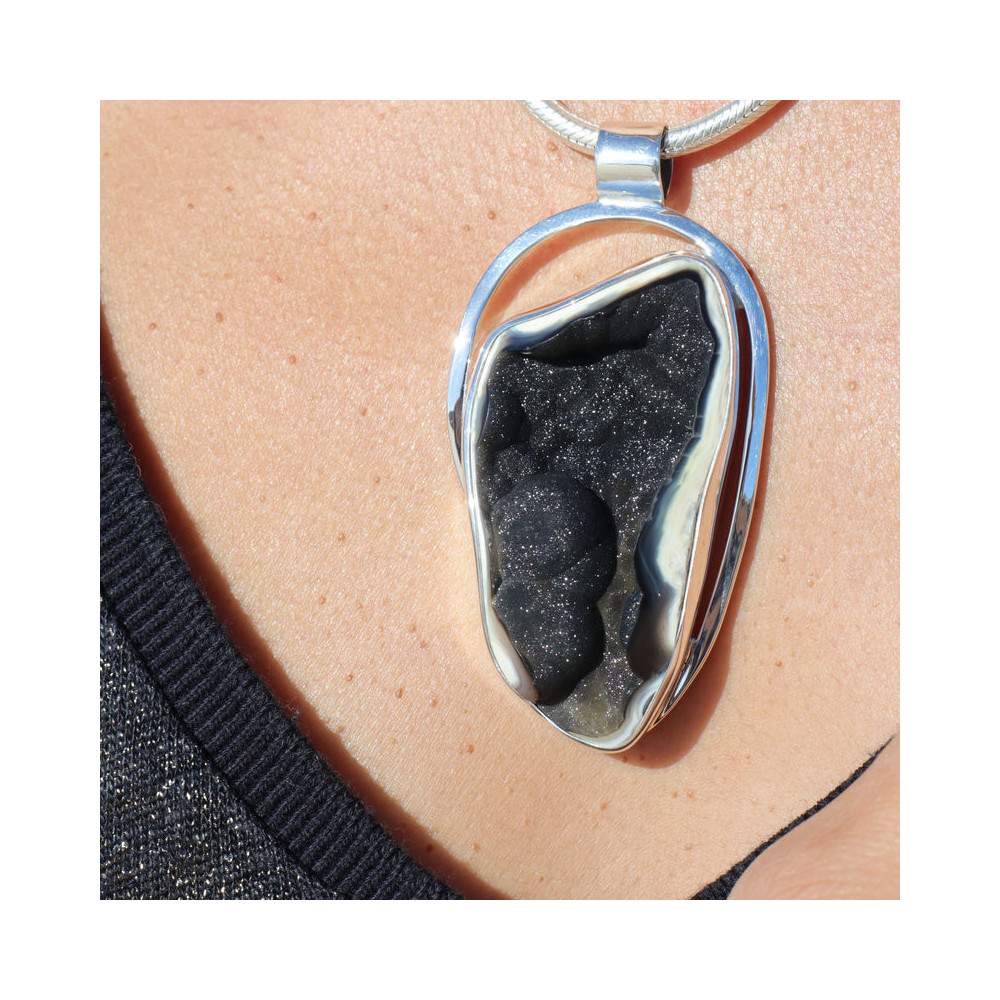 pendentif corail fossile argent