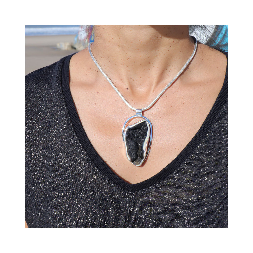 pendentif corail fossile argent femme