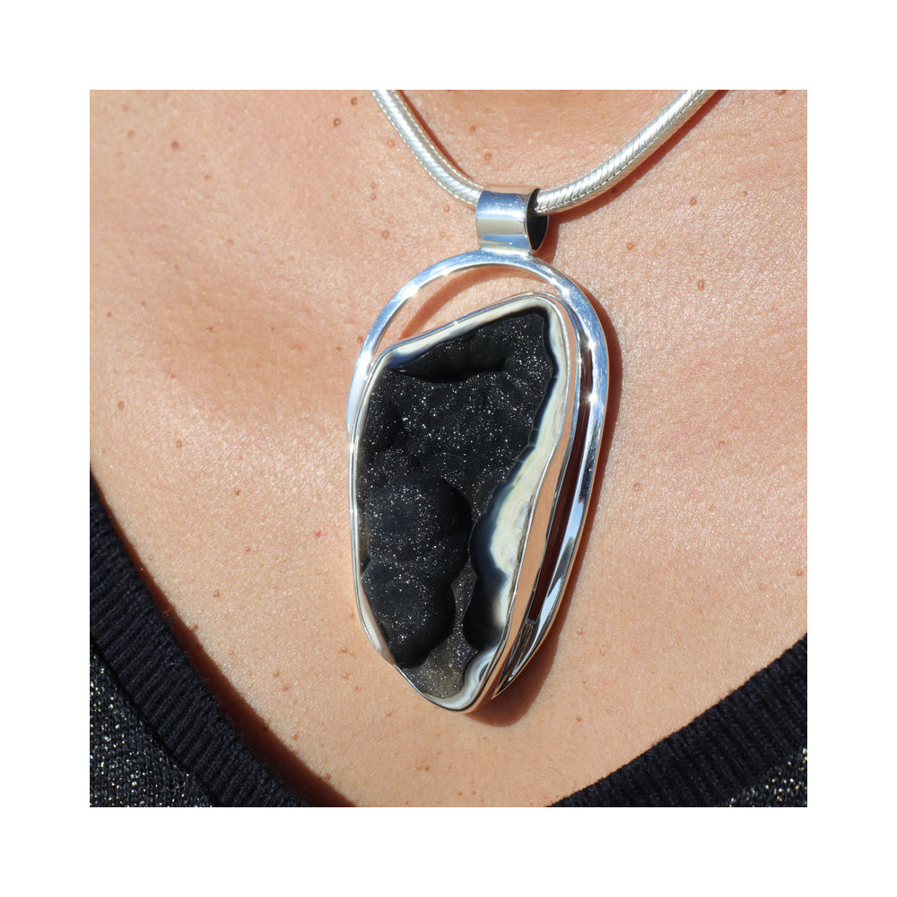 pendentif argent et corail
