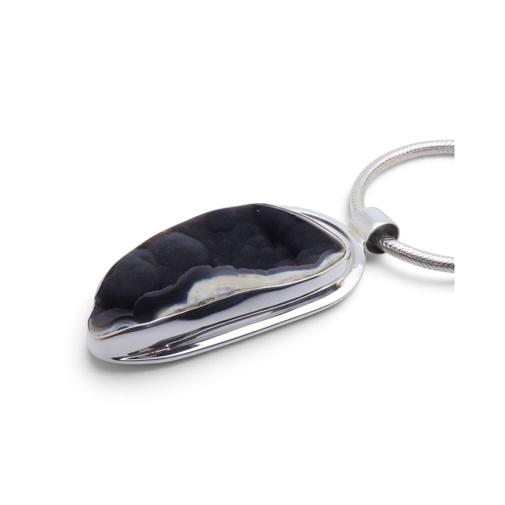 bijoux argent et corail noir fossile brut femme
