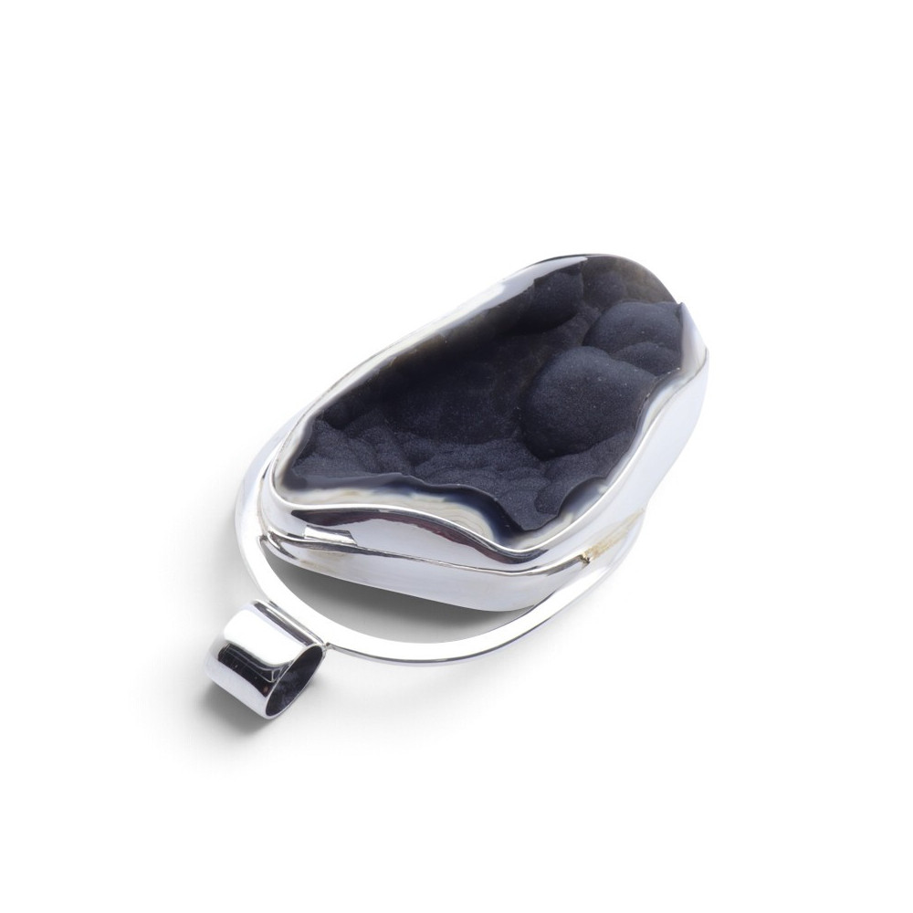 pendentif argent et corail noir original brut femme