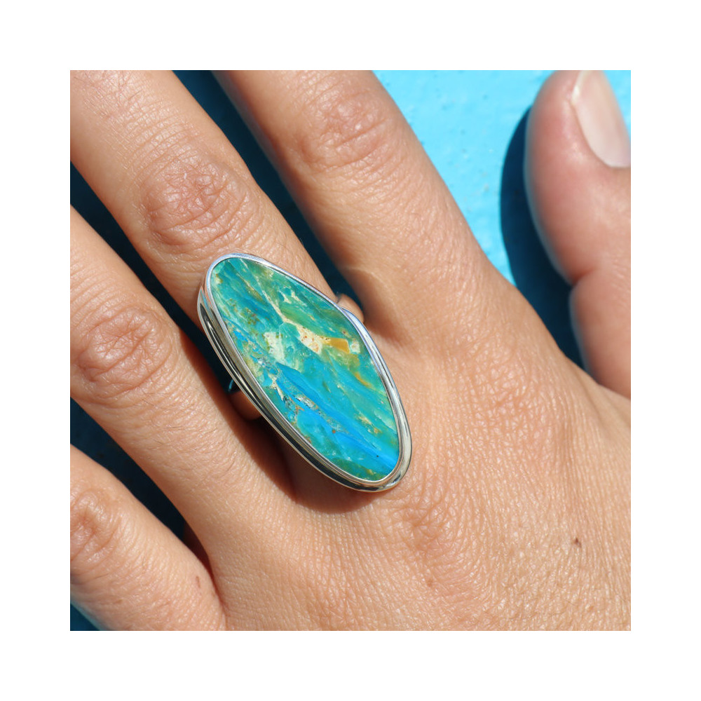 bague pierre vert bleu