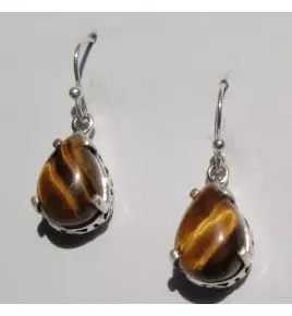 boucles d'oreilles argent oeil de tigre