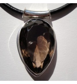 Pendentif argent et quartz fume
