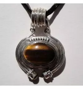 Pendentif argent et oeil de tigre