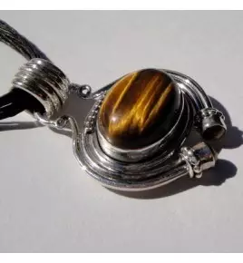 Pendentif argent et oeil de tigre