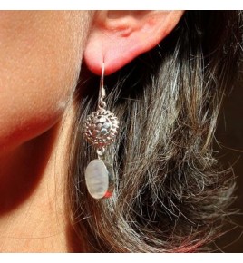 Boucles d'oreilles argent et pierre de lune