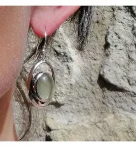 boucles d'oreilles argent prehnite