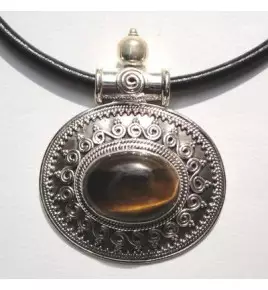 Pendentif argent et oeil de tigre PTF376