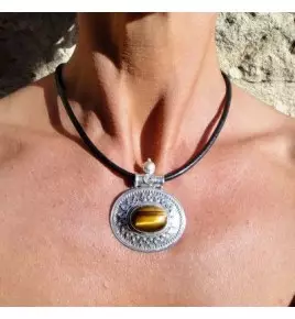 Pendentif argent et oeil de tigre PTF376