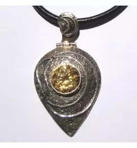 Pendentif argent et quartz lemon