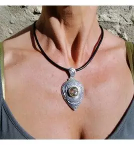 Pendentif argent et quartz lemon
