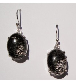 boucles d'oreilles argent et quartz tourmaline