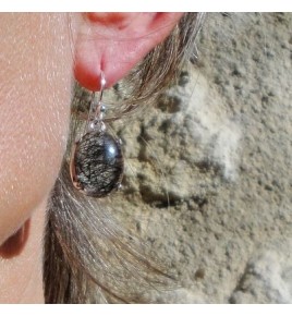 boucles d'oreilles argent et quartz tourmaline