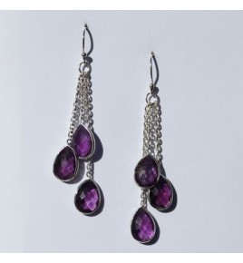 boucles d'oreilles argent et améthyste