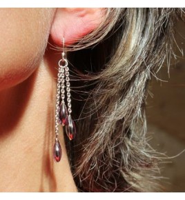 boucles d'oreilles argent et améthyste