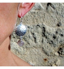 boucles d'oreilles argent et quartz rose