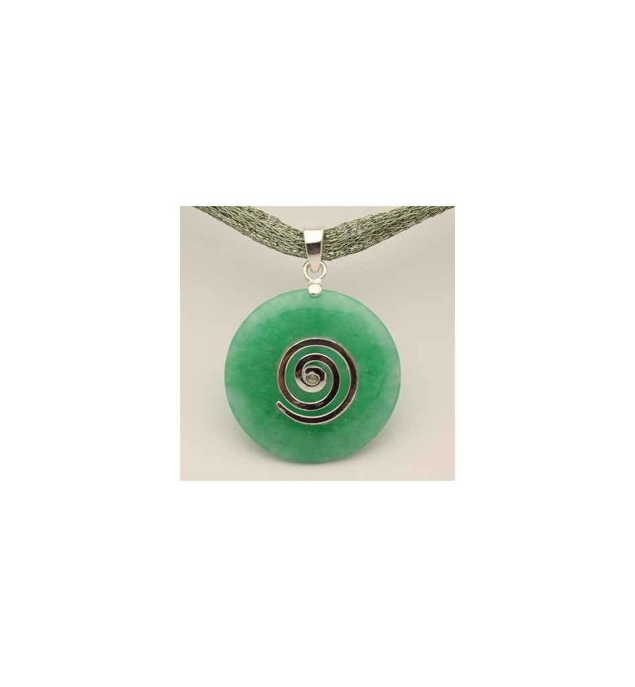 En argent Sterling 925 et pendentif en forme de cœur en Jade vert 