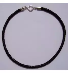 Cordon cuir et argent CO3