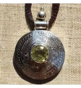 Pendentif argent et quartz lemon