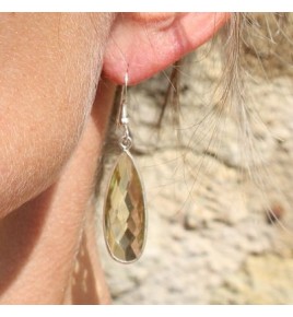 boucles d'oreilles argent et quartz lemon