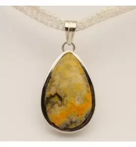 Pendentif argent et jaspe bourdon