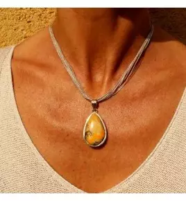 Pendentif argent et jaspe bourdon