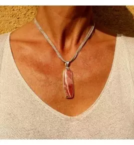 Pendentif argent et rhodochrosite