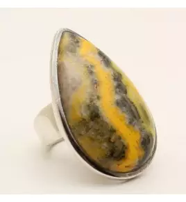 Bague argent et pierre jaune