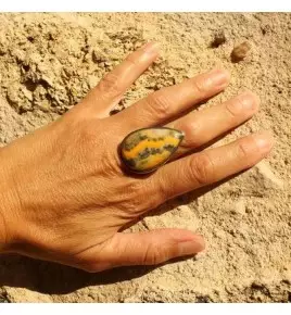 Bague argent et pierre jaune