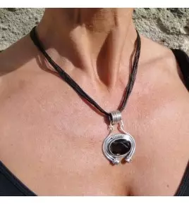 Pendentif argent et quartz fume