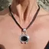 Pendentif argent et quartz fume
