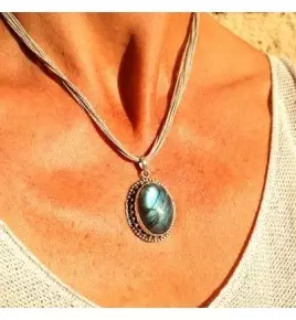 pendentif argent 925 et labradorite