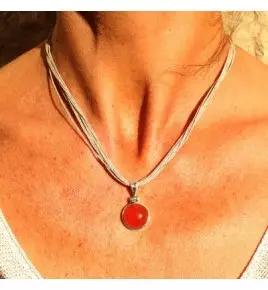 Pendentif argent et cornaline