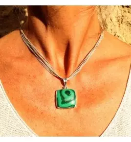 Pendentif argent et malachite