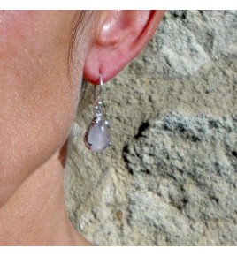 boucles d'oreilles quartz rose