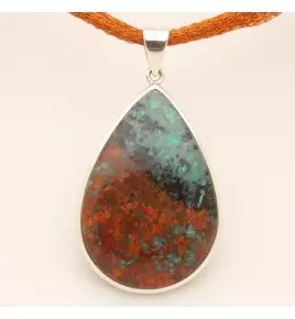 Pendentif argent et chrysocolle cuprite