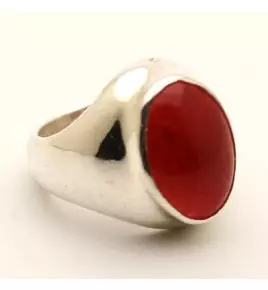 Bague argent et jade rouge