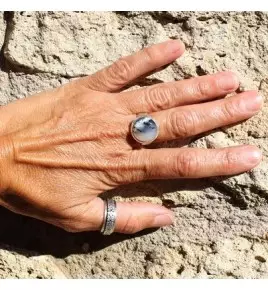 Bague argent et agate dendritique