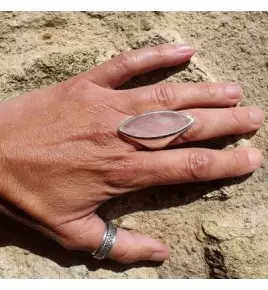 Bague argent et quartz rose