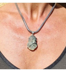 pendentif argent 925 et prehnite