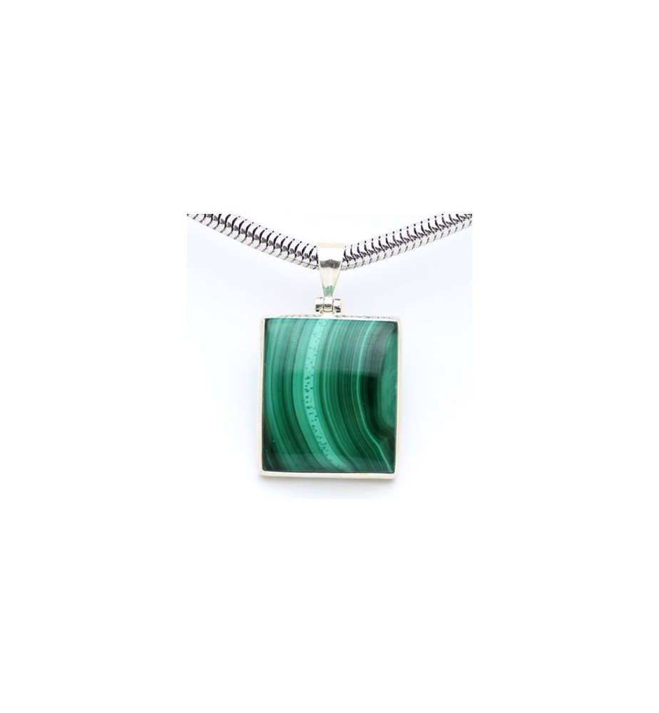 Pendentif argent 925 et malachite Pendentif argent 925 et malachite