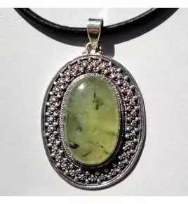 pendentif argent 925 et prehnite