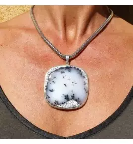 pendentif argent et agate dendritique